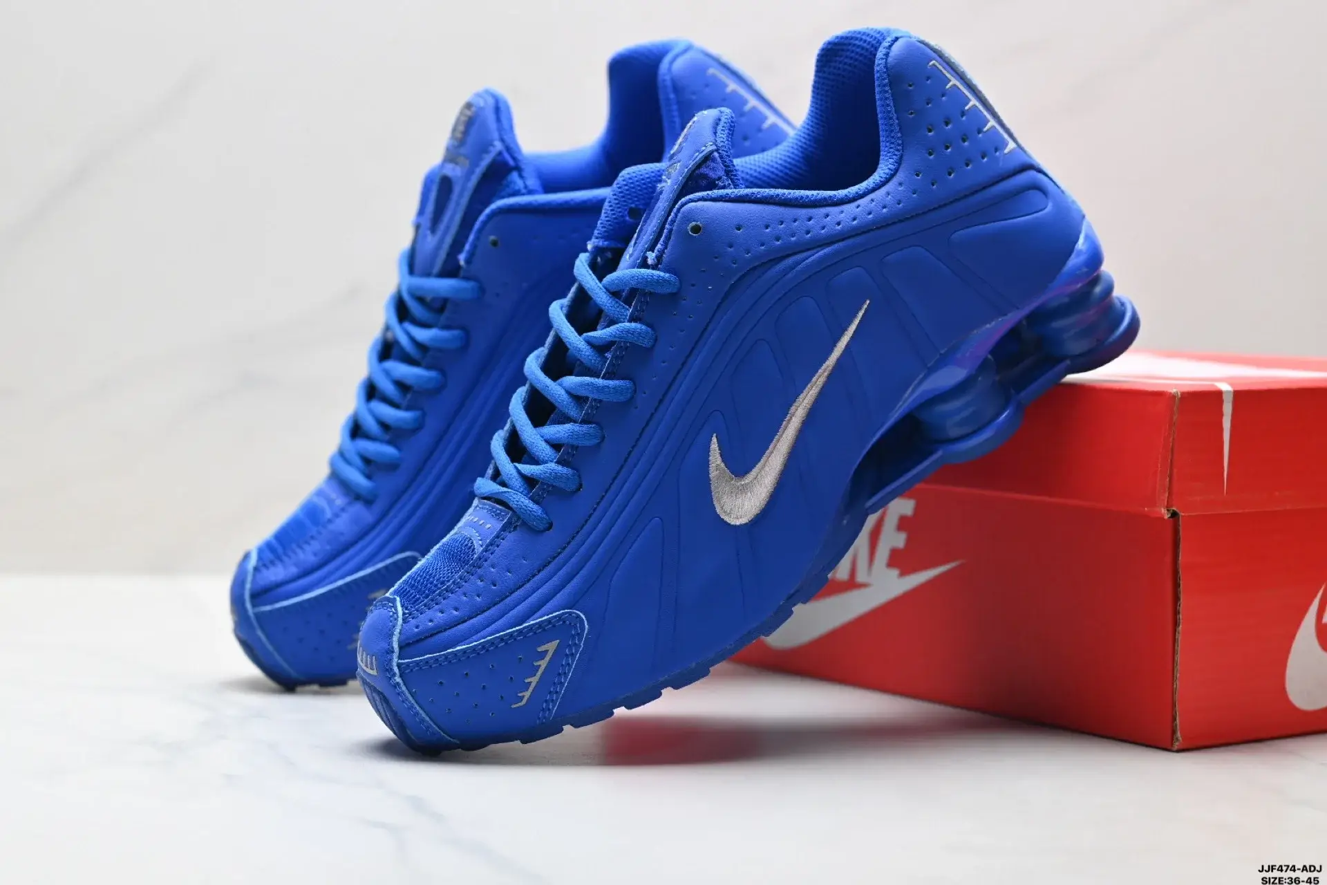 Nike Blue Shox White Swoosh Sneakers