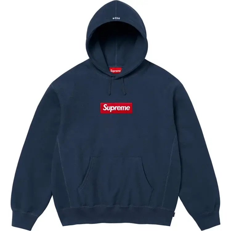 Supreme Navy Hoodie Red Box Logo