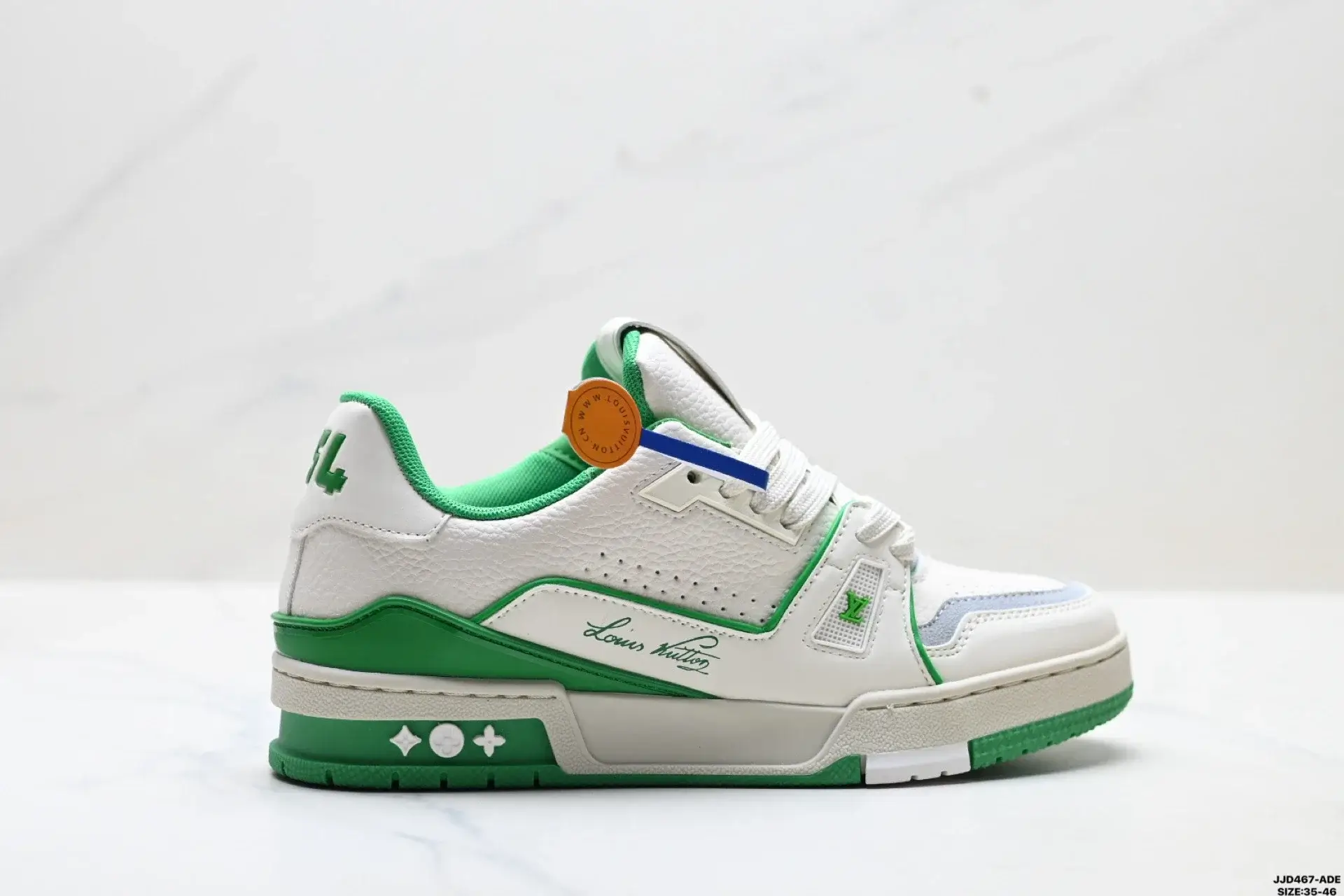 Louis Vuitton White Green Signature Sneakers