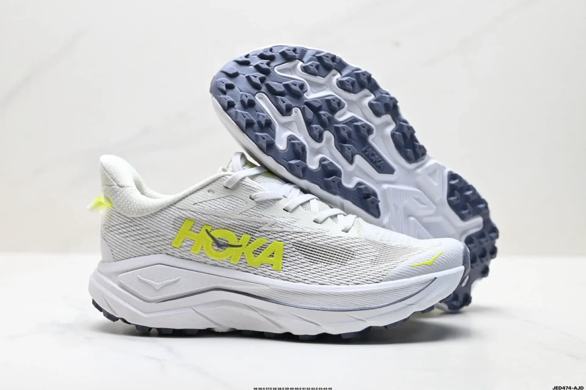 HOKA White & Neon Yellow Running Shoes