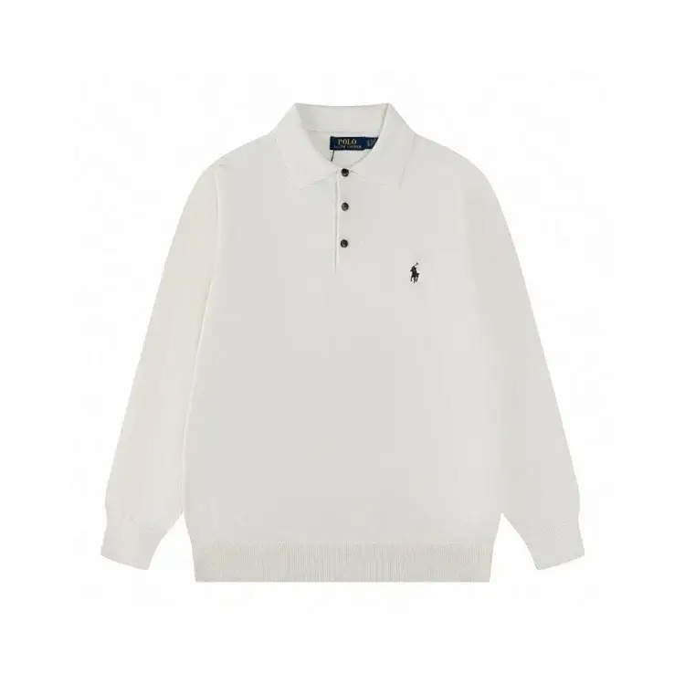 Polo White Long-Sleeve Knit Polo