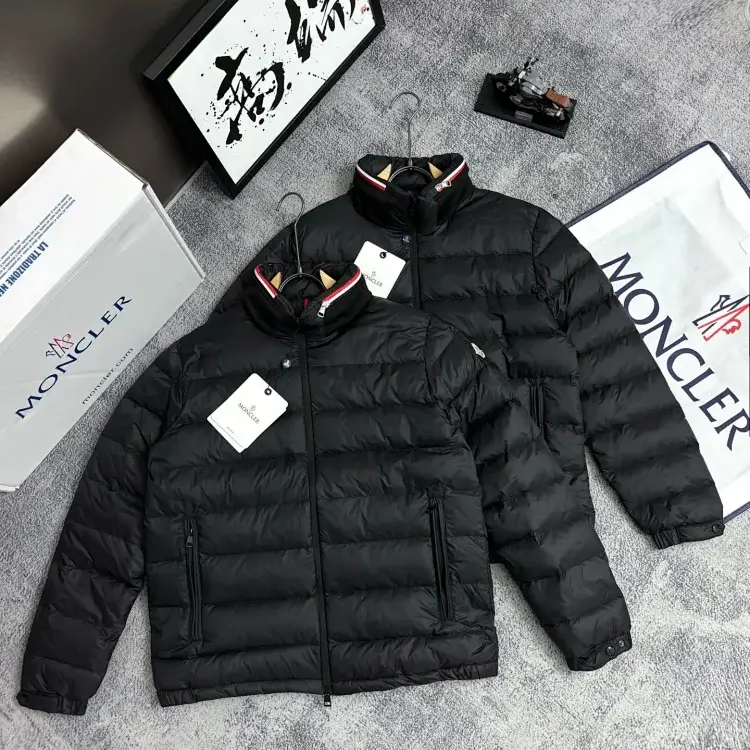Moncler Black Quilted Stand-Collar Jacket