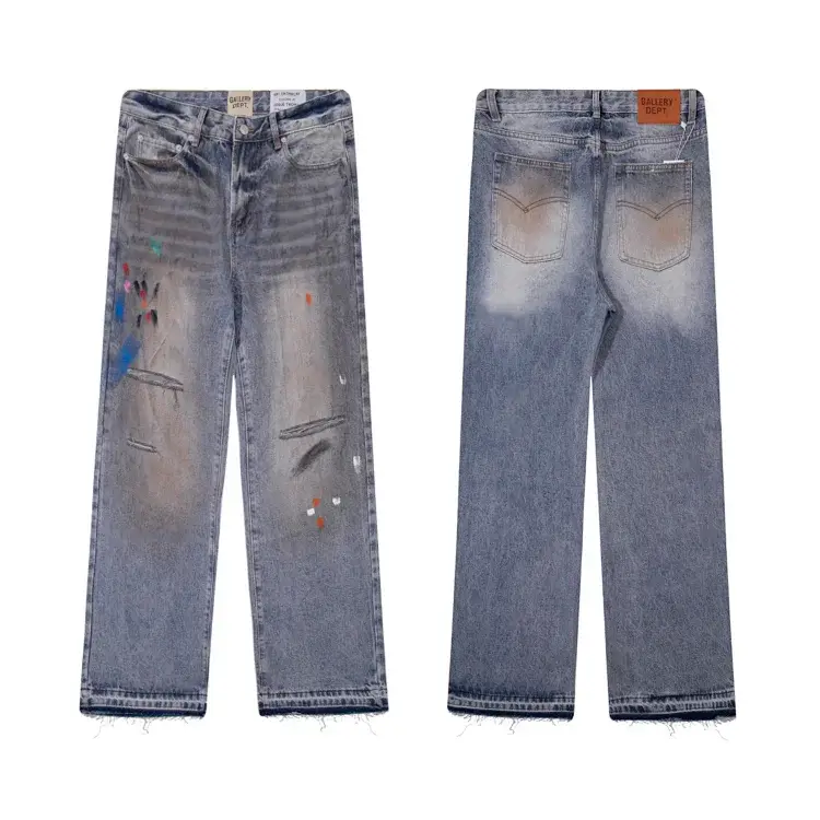 GALLERY DEPT Light Blue Distressed Splatter Jeans