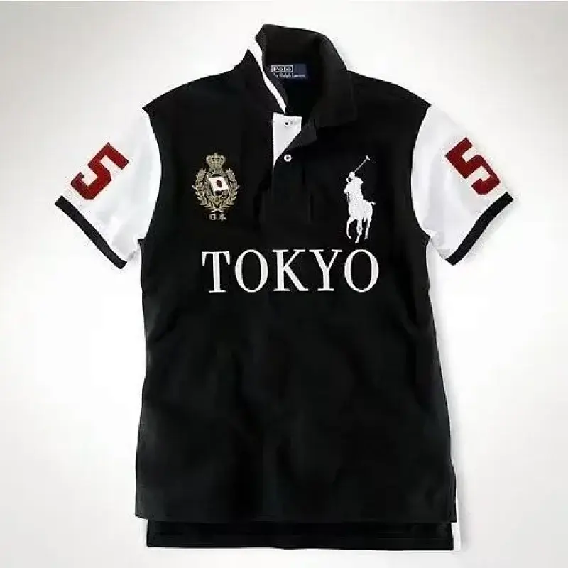Polo Black TOKYO Shirt with Red Sleeves