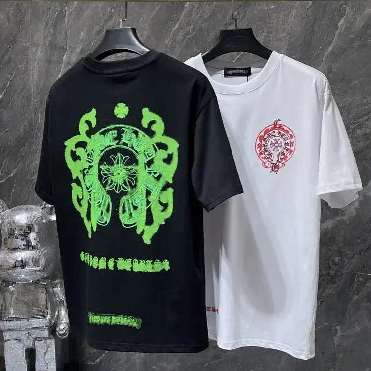 Chrome Hearts Fluorescent Green/Red Logo Tees