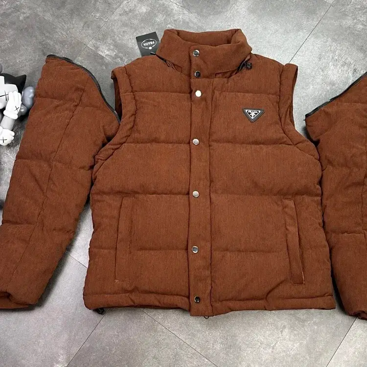 Prada Brown Corduroy Sleeveless Padded Jacket