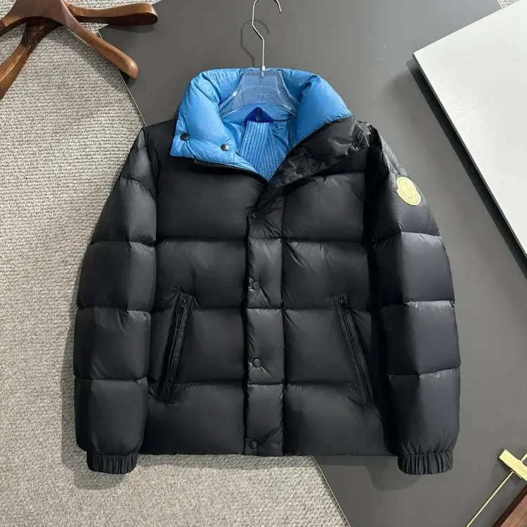 Moncler Black Puffer with Blue Collar
