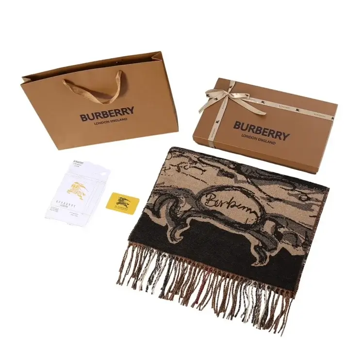 BURBERRY Brown & Black Tassel Scarf