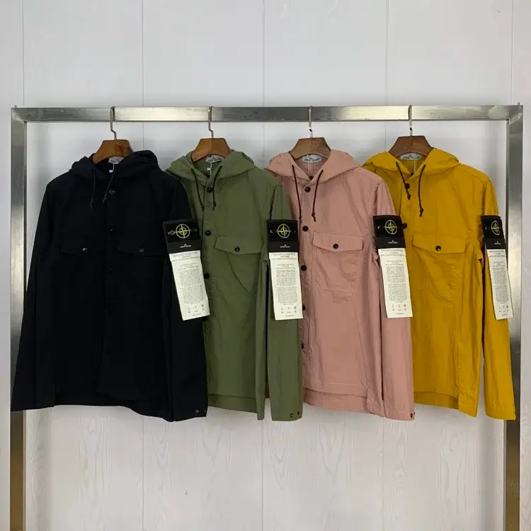 Stone Island Hooded Buttoned Pocketed Jackets