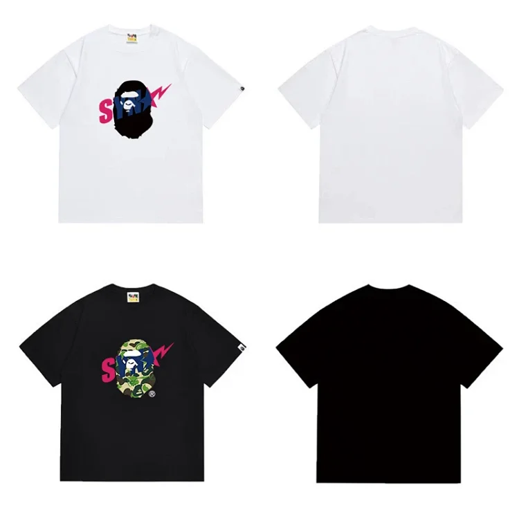 BAPE Ape Head & Lightning Logo Tees (White/Black)