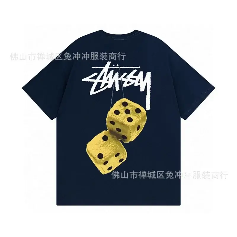 Stussy Navy Blue Dice Graphic T-Shirt