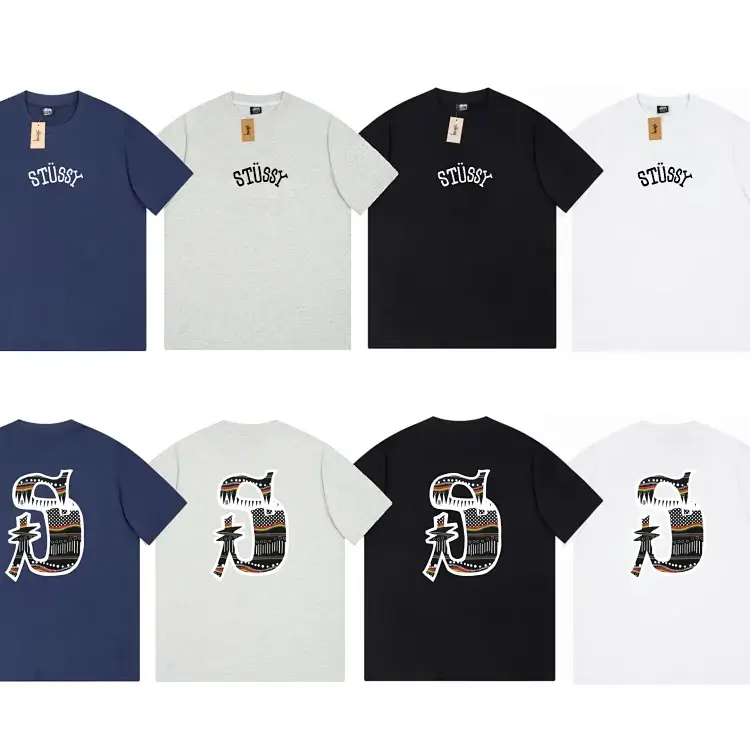 Stussy Embroidered Logo & Ethnic Pattern T-Shirts