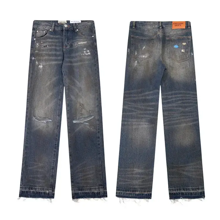 GALLERY DEPT Distressed Vintage Wash Denim Pants