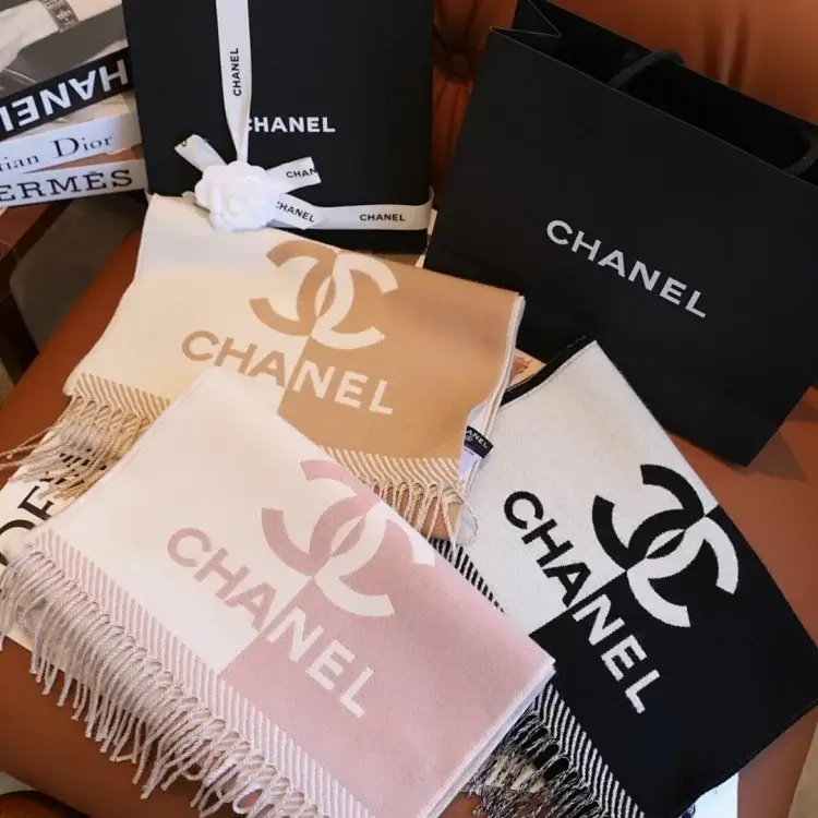 CHANEL Double-C Fringed Scarves