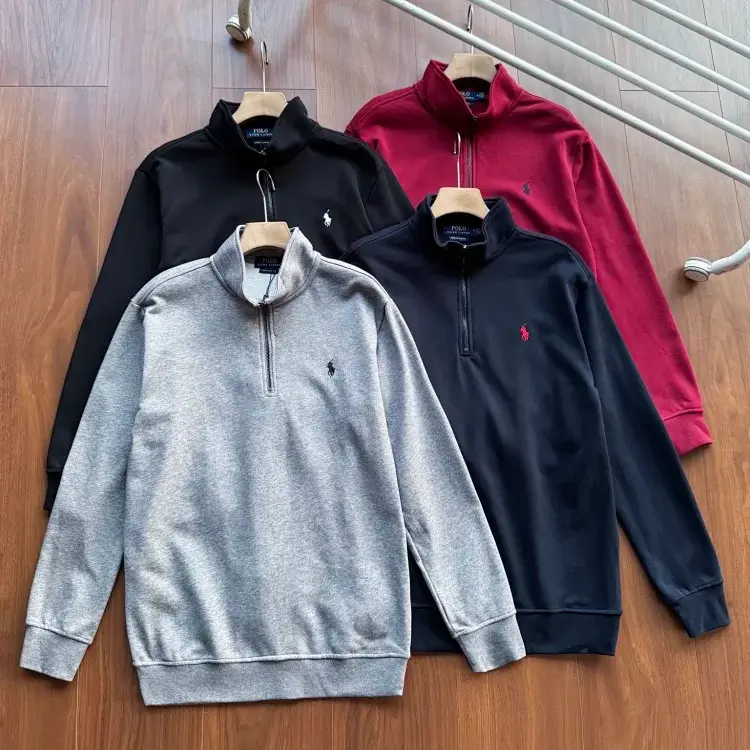 Polo Quarter-Zip Hoodie with Pony Logo
