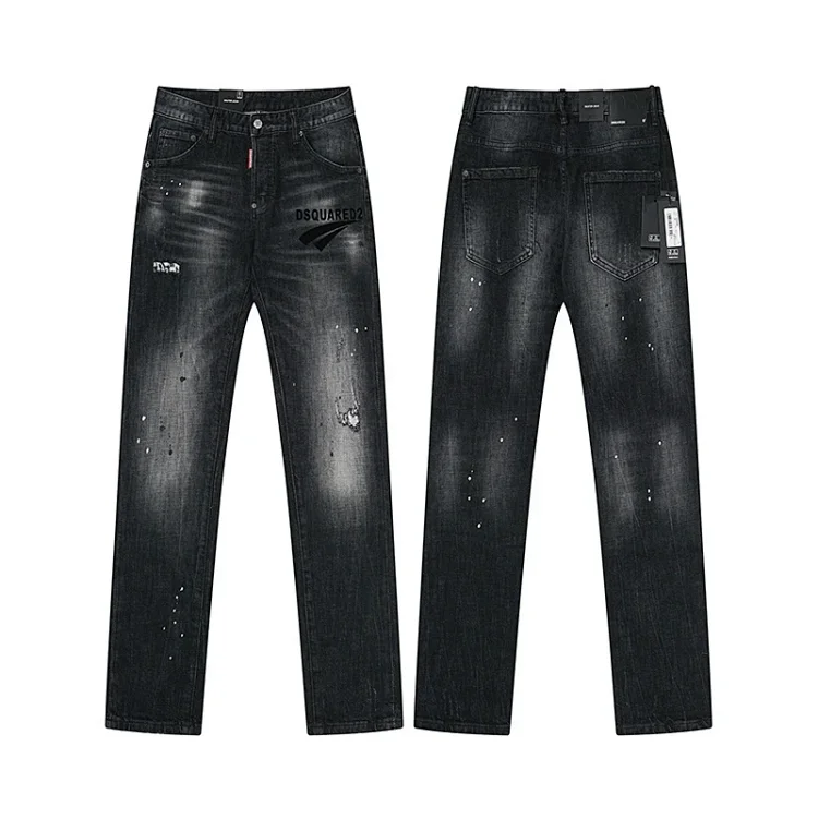 DSQUARED2 Black Ripped Splatter Jeans