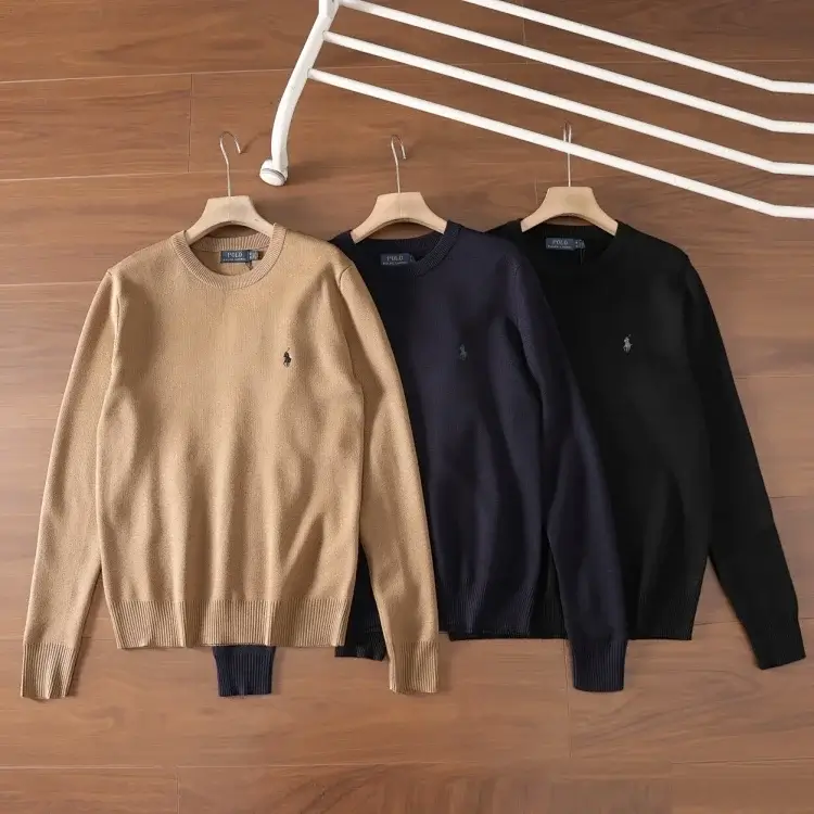 Polo Embroidered Pony Crew Necks in Beige, Navy, Black