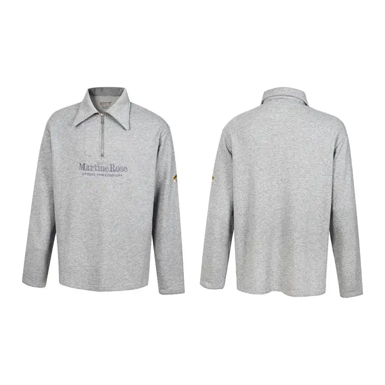 Martine Rose Gray Half-Zip Jersey with Logo