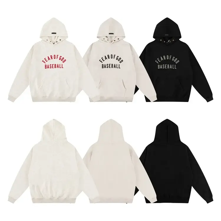 FEAR OF GOD Baseball Hoodies (Heather White, Cream, Black)
