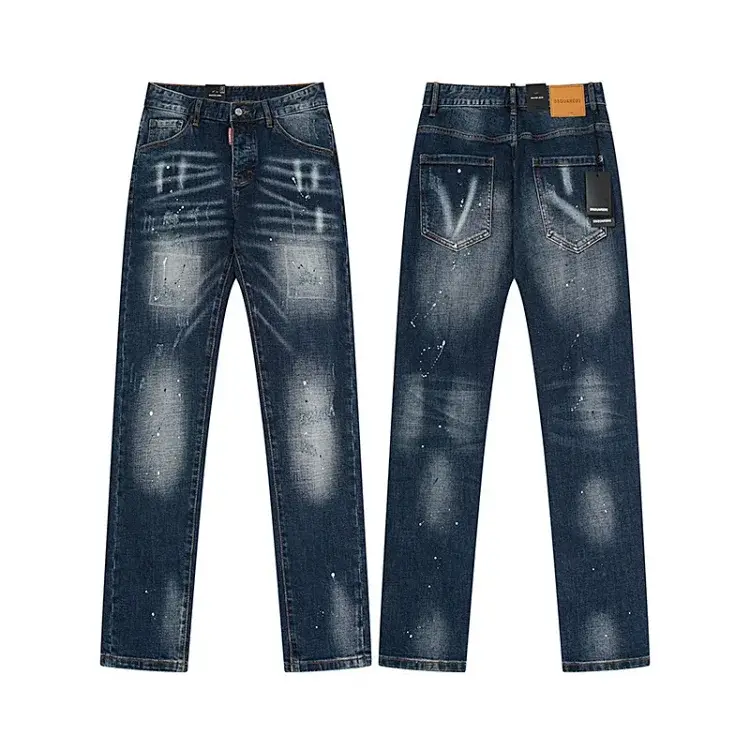 Dsquared2 Dark Blue Splattered Slim Denim