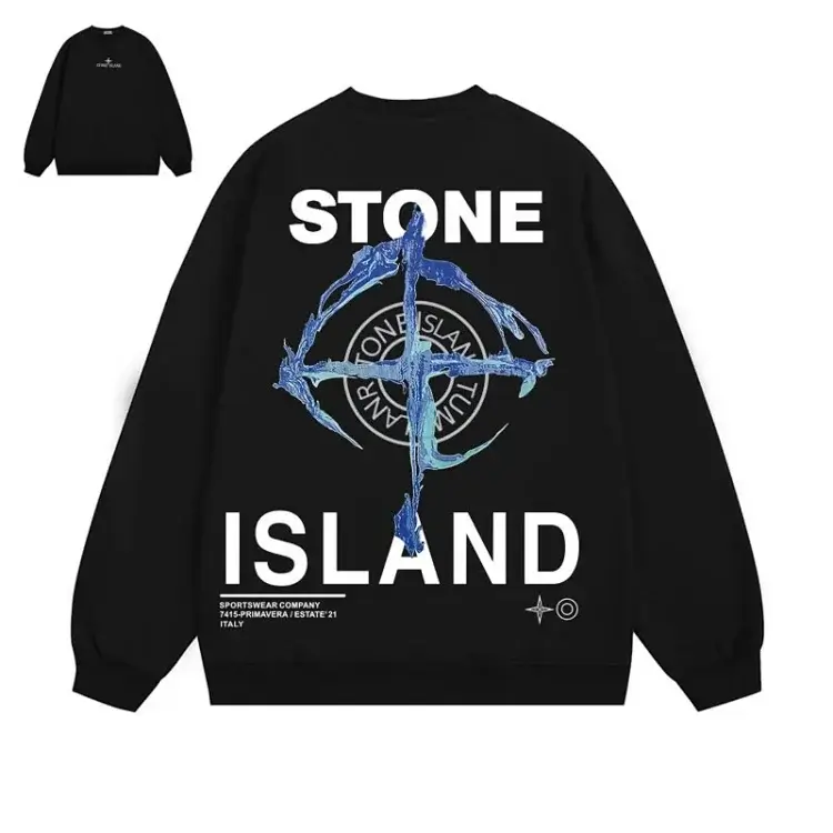 Stone Island Black Graphic Crewneck