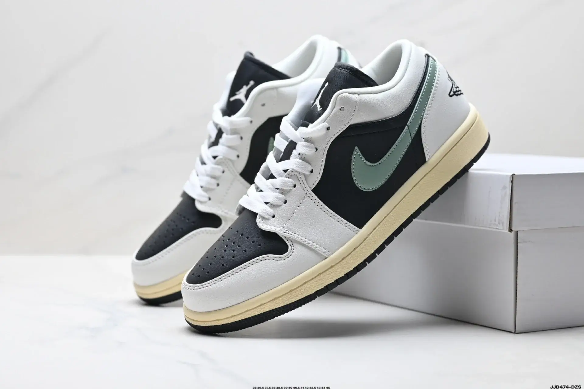 Nike AJ1 Low Black White Mint Green