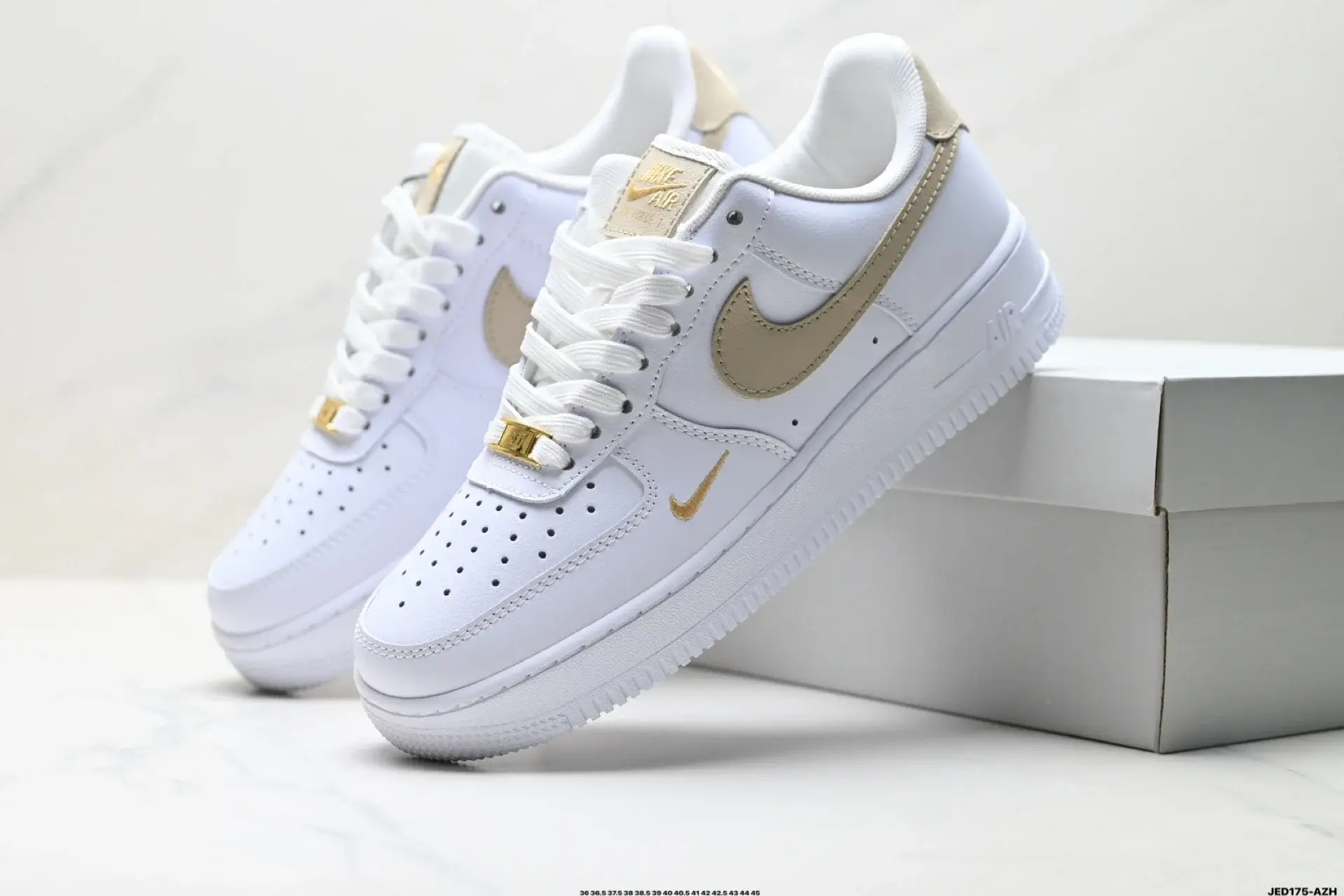 Nike Air Force 1 White Gold Sneakers