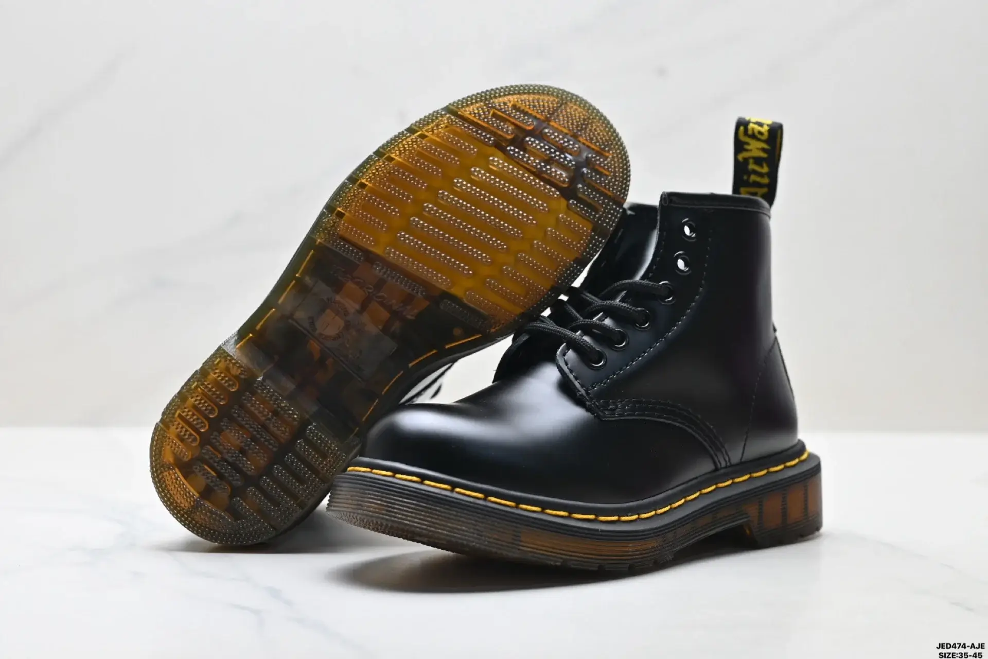 Dr. Martens Black Smooth Leather 6-Eye Boots