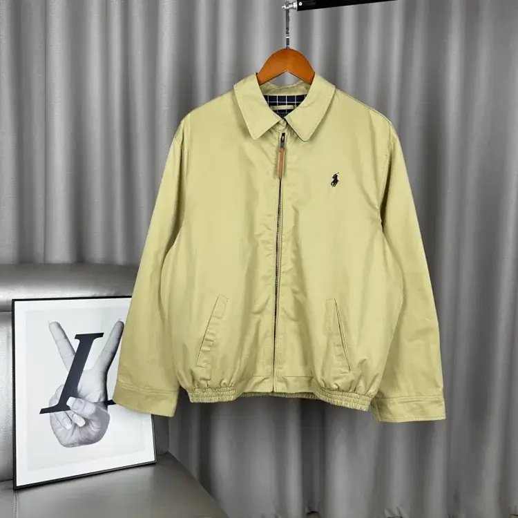 Polo Beige Zip-Up Jacket with Pony Embroidery