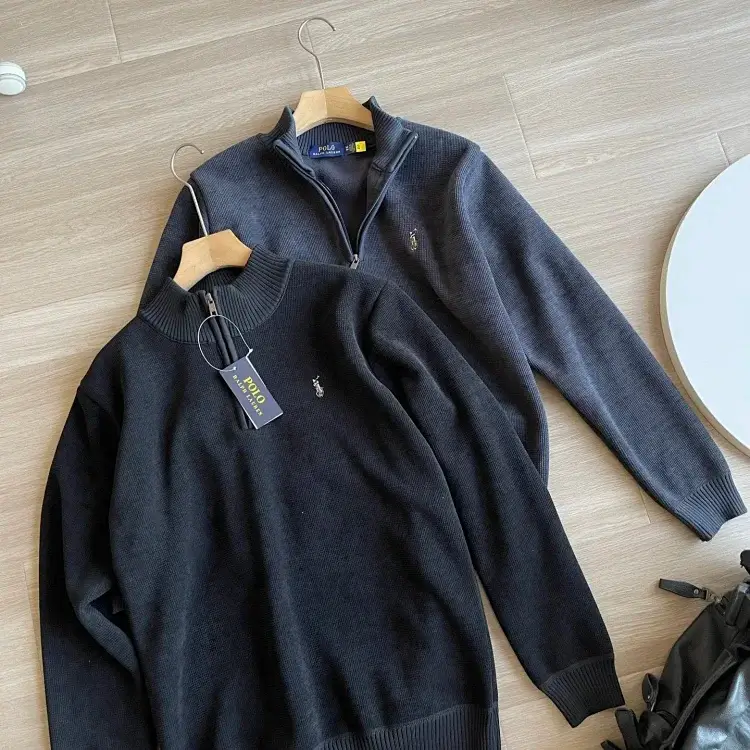 POLO Half-Zip Stand-Collar Jerseys Black & Gray