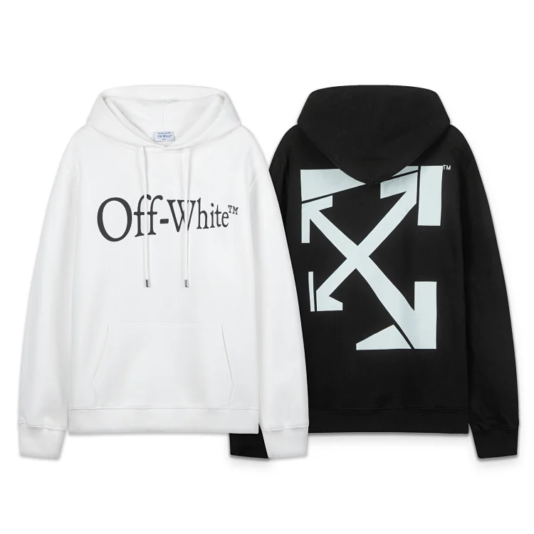 Off-White Hoodie: White Front Logo & Black Back Arrow
