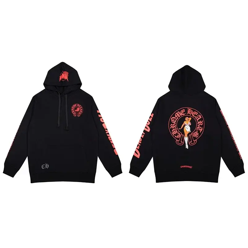 Chrome Hearts Hoodie: Horseshoe & Pin-Up Graphic