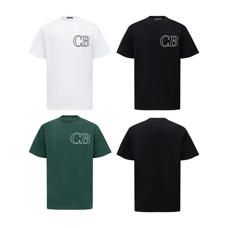 CB Logo Crew Neck T-Shirts (White/Black/Green)
