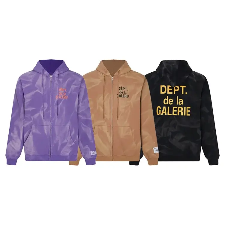 DEPT. de la GALERIE Logo Hoodies in Purple, Tan, Black