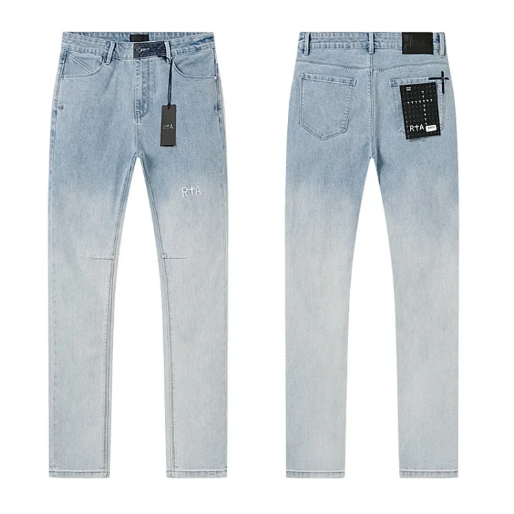 RTA Light Blue Gradient Embroidered Jeans