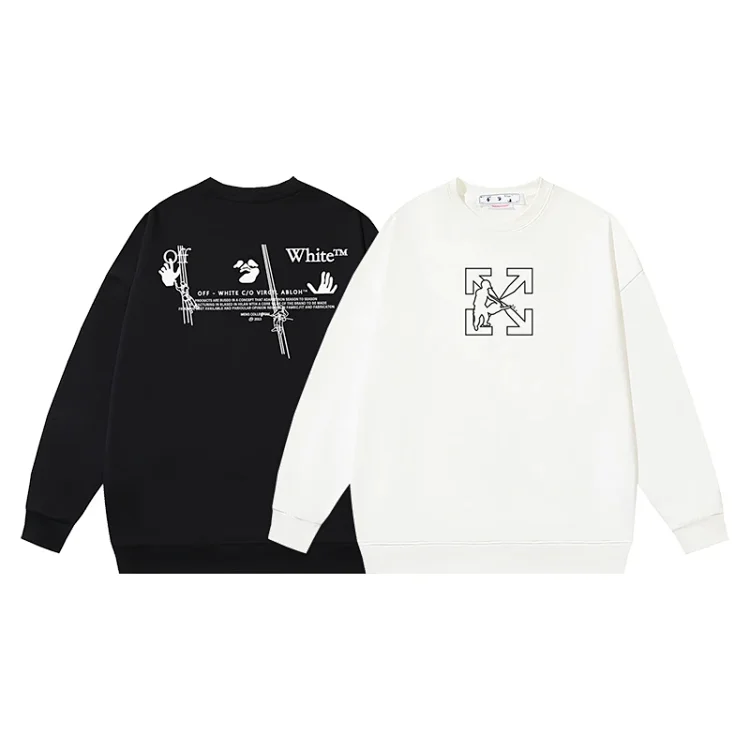 OFF-WHITE Hoodies: Cartoon Arrow Front, Text Back