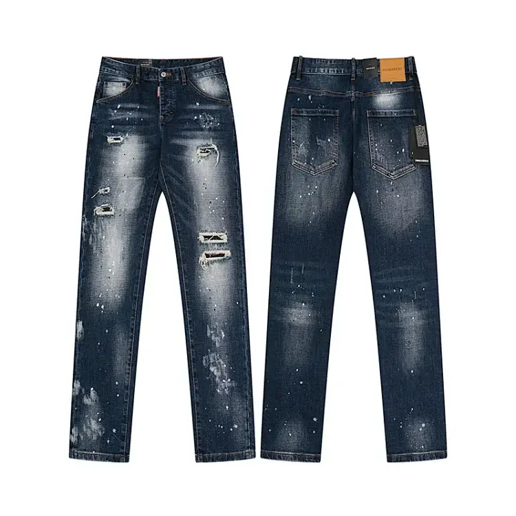 DSQUARED2 Distressed Paint Splatter Denim Pants