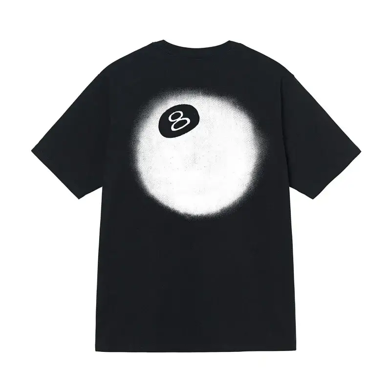 Stussy Black T-Shirt with 8-Ball Back Design