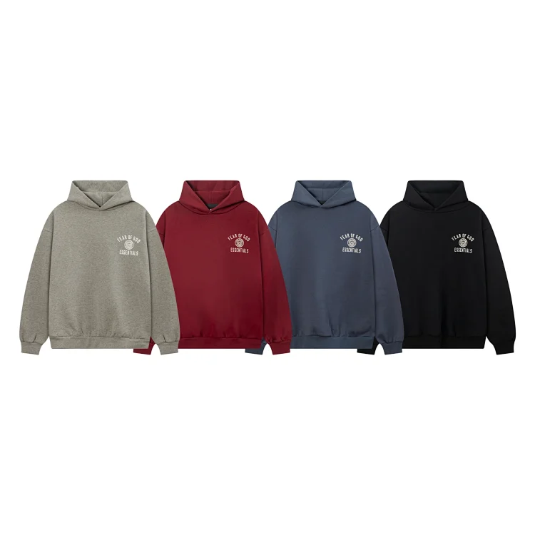 FEAR OF GOD ESSENTIALS Logo Hoodies (Gray, Burgundy, Blue, Black)