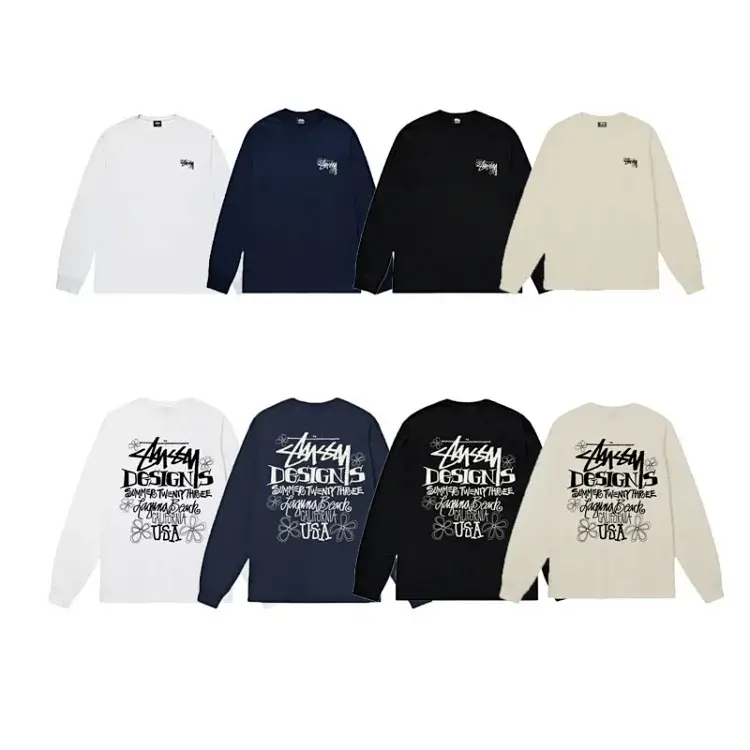 Stussy Graphic Long Sleeve Tees (White/Navy/Black/Beige)