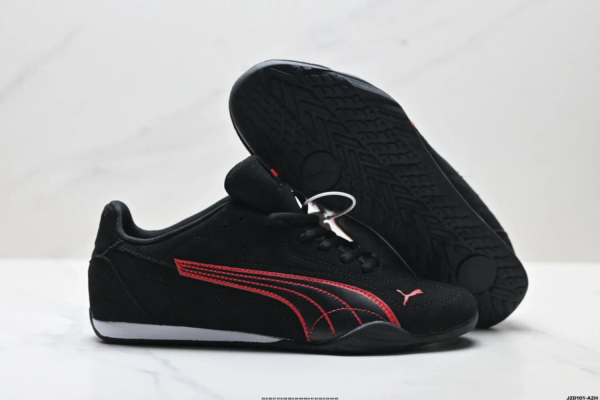 Puma Black Red Stripe Suede Sports Shoes
