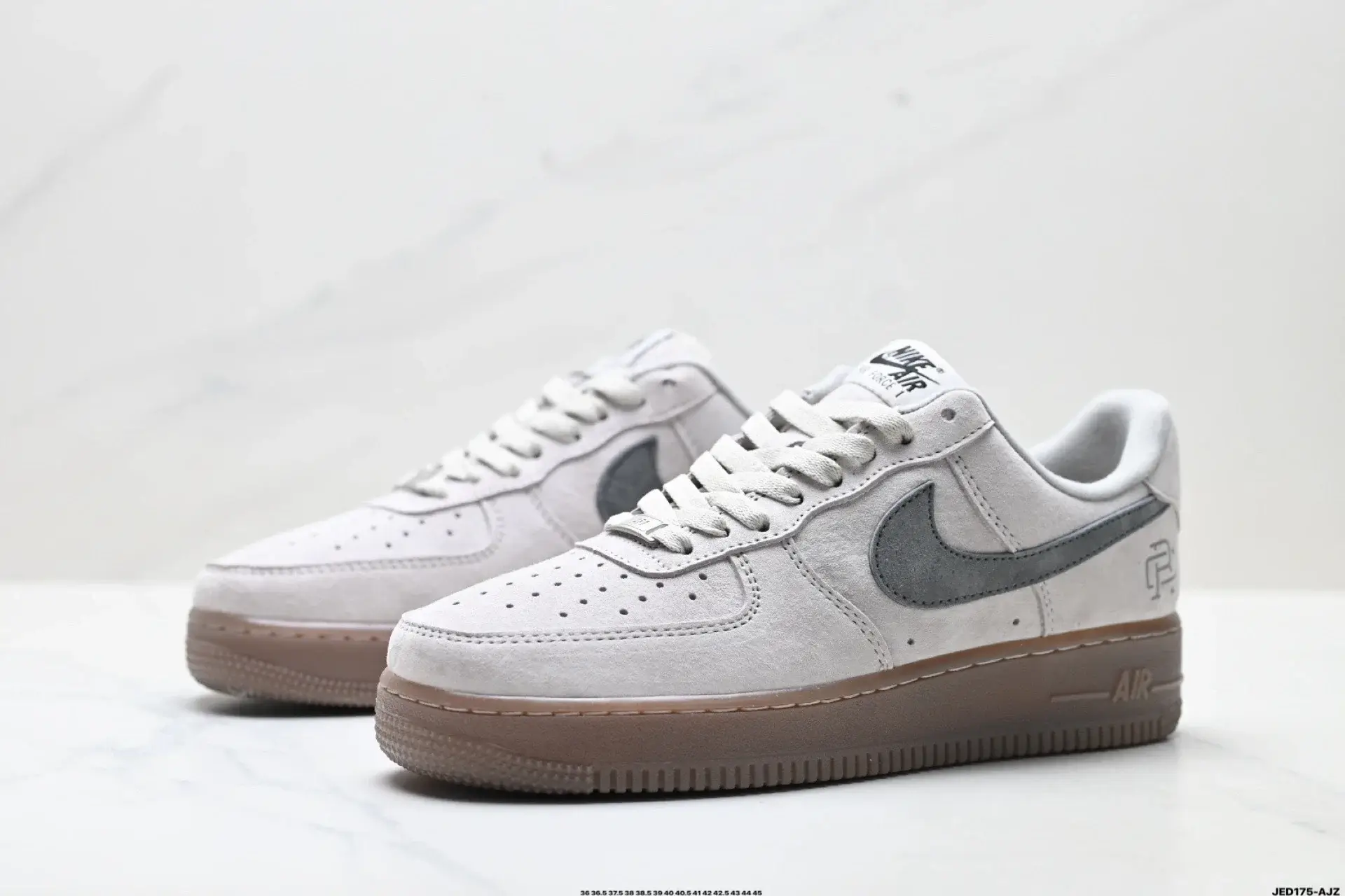 Nike Air Force 1 Light Gray Suede Gum Sole