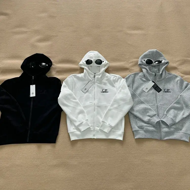 CP COMPANY Goggle Hoodies (Black, White, Gray)