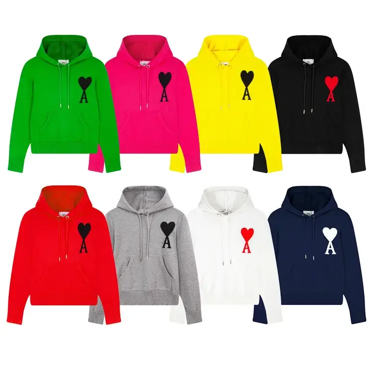 AMI Cropped Hoodies with Heart Logo