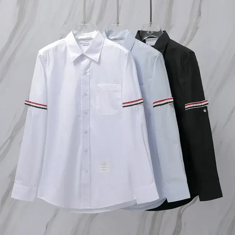 Thom Browne Striped Sleeve Long Sleeve Shirts