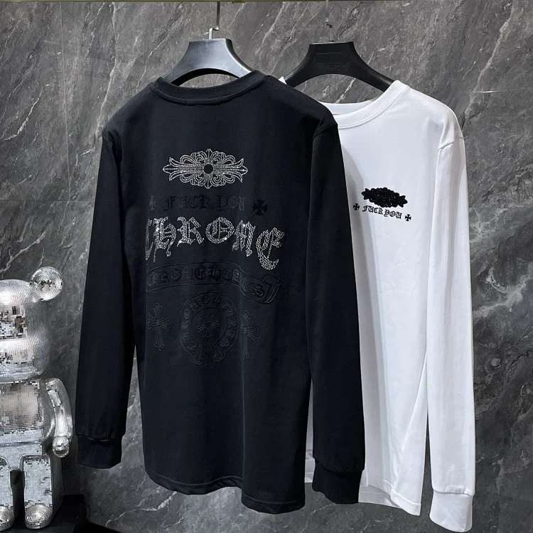 Chrome Hearts Rhinestone Cross Long-Sleeve Tee
