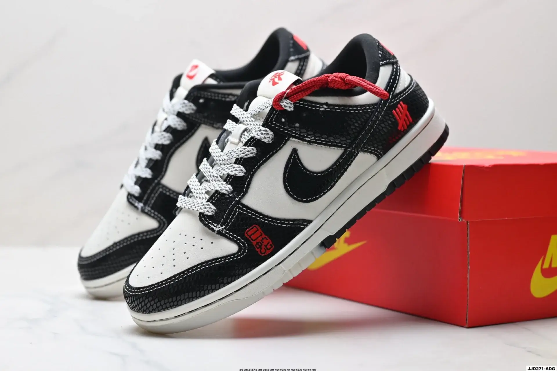 Nike Dunk Low x UNDEFEATED Black White Snakeskin