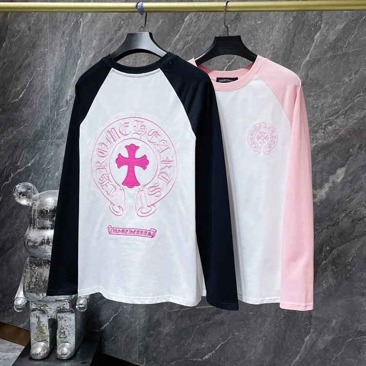 Chrome Hearts Pink Embroidered Raglan Tees
