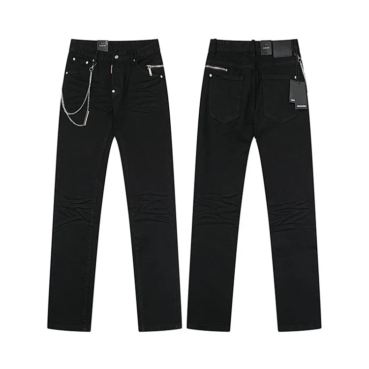 Dsquared2 Black Zipper Pocket Chain Jeans