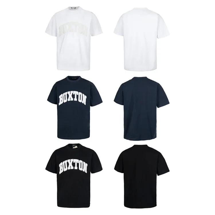 BUXTON Printed Short-Sleeve Crew Neck Tees (White, Navy, Black)